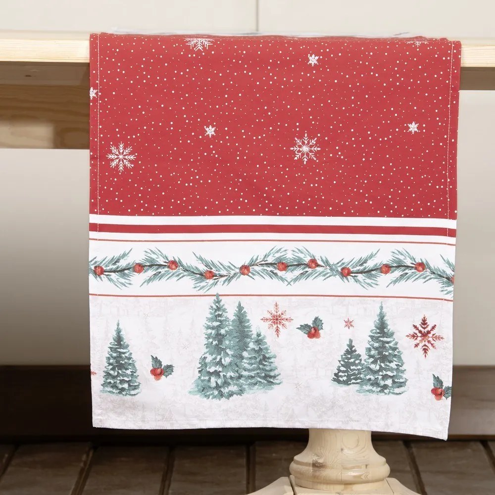 Runner Χριστουγεννιάτικο North Pole Red-Green Nima 45Χ140