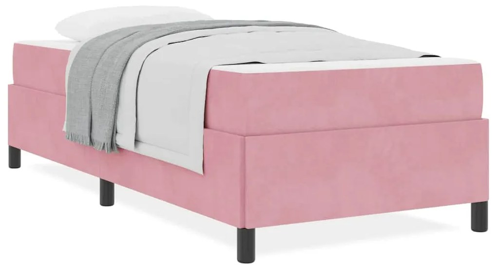 vidaXL Σκελετός Κρεβατιού με στρώμα Ροζ 90 x 190 cm ύφασμα