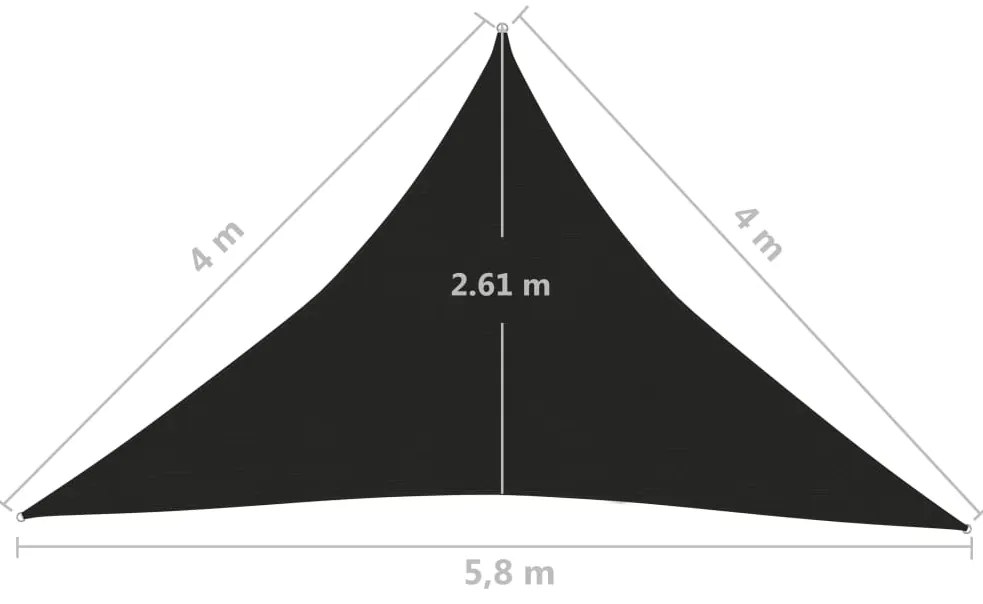 vidaXL Πανί Σκίασης Μαύρο 4 x 4 x 5,8 μ. από HDPE 160 γρ./μ²