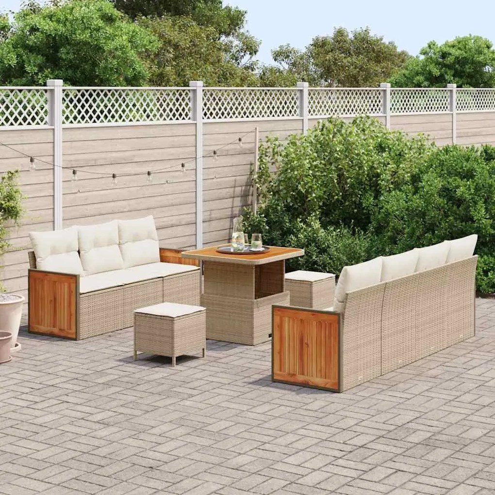 vidaXL Σετ Καναπέ Κήπου 10 pcs Μπεζ, Κρέμα 80 x 80 x 71 cm