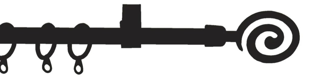 Κουρτινόξυλο Φ12mm Μονό Επεκτεινόμενο 60-120cm Με Άκρα Grace Twist Black Mat 720122