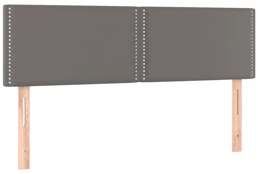 vidaXL Κρεβάτι Boxspring με Στρώμα & LED Γκρι 140x190 εκ. Συνθ. Δέρμα