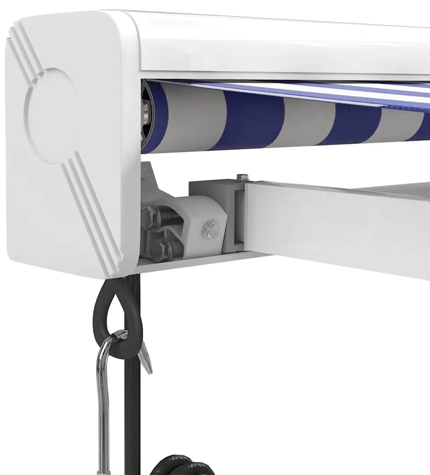 vidaXL Τέντα Πτυσσόμενη Μπλε και Λευκή 4 x 3 μ. Ύφασμα και Αλουμίνιο