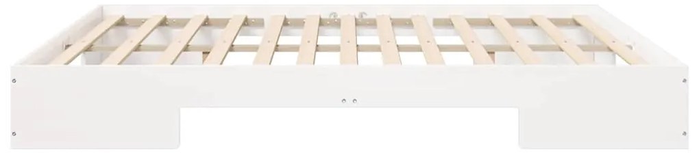 vidaXL Κρεβάτι δαπέδου Λευκό 180 x 200 cm Μασίφ ξύλο πεύκου