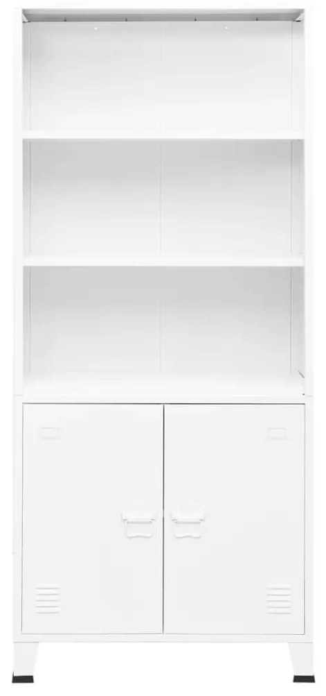 Βιομηχανική Βιβλιοθήκη Λευκή 80 x 32 x 180 εκ. Ατσάλινη - Λευκό