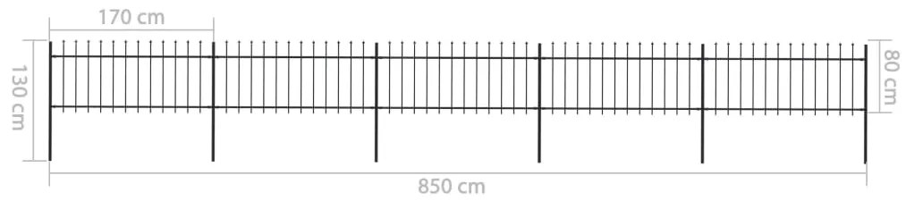 vidaXL Κάγκελα Περίφραξης με Λόγχες Μαύρα 8,5 x 0,8 μ. από Χάλυβα
