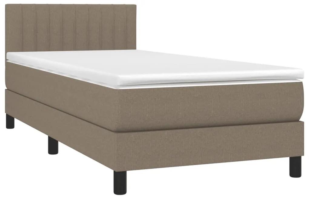 Κρεβάτι Boxspring με Στρώμα Taupe 90x200 εκ. Υφασμάτινο - Μπεζ-Γκρι