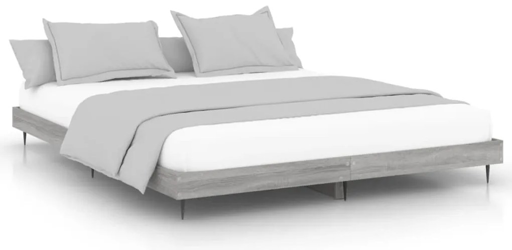 vidaXL Πλαίσιο Κρεβατιού Γκρι Sonoma 200x200 εκ. Επεξεργασμένο Ξύλο