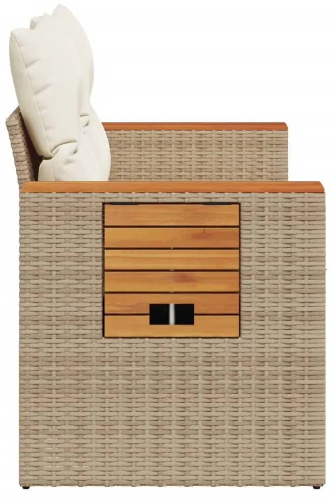 vidaXL Καναπές Κήπου Διθέσιος Μπεζ από Συνθετικό Ρατάν με Μαξιλάρια