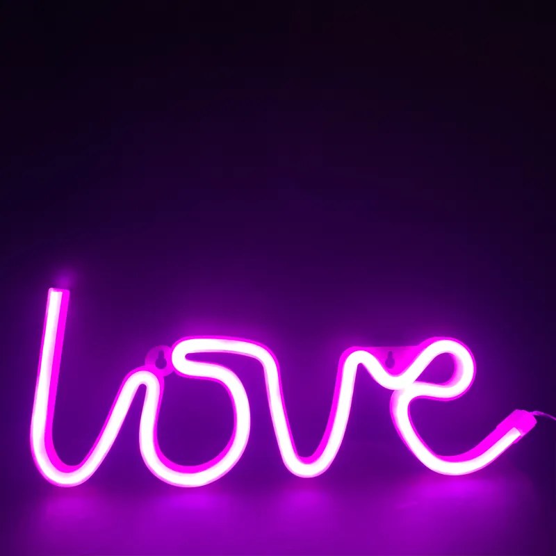 LOVE, 118 NEON LED ΛΑΜΠΑΚΙΑ ΜΕ ΜΠΑΤΑΡΙΑ (3xAA)/USB, ΡΟΖ, IP20, 35.5x2x13cm - X041187322 - X041187322