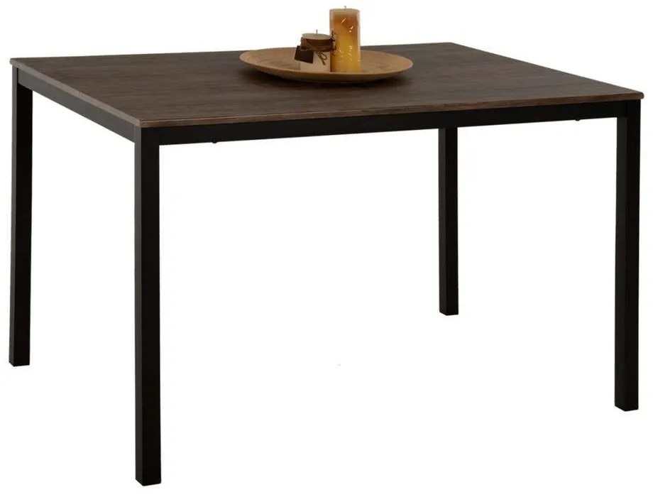 Τραπέζι Τραπεζαρίας Goose HM9532 120x80x75cm Walnut-Black Mdf,Μέταλλο