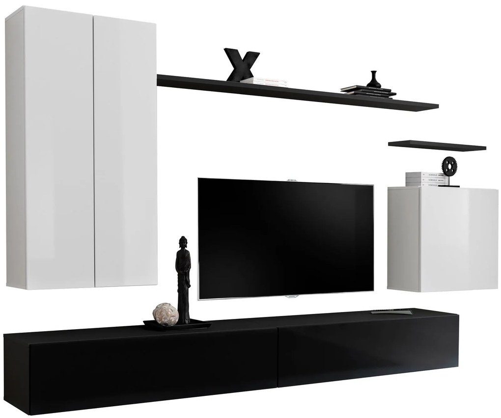 Σύνθετο σαλονιού Swiss II-Λευκό - Μαύρο