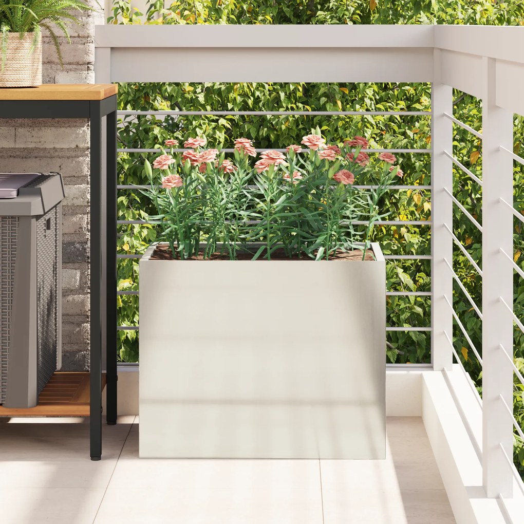 vidaXL Γλάστρα Κήπου Ασημί 50 x 32 x 40 εκ. Γαλβανισμένος χάλυβας