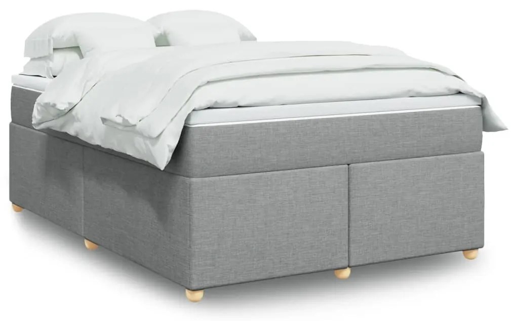 vidaXL Κρεβάτι Boxspring με Στρώμα Ανοιχτό Γκρι 140x190 εκ. Υφασμάτινο