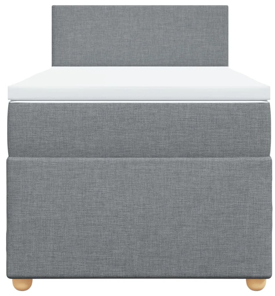 vidaXL Κρεβάτι Boxspring με Στρώμα Ανοιχτό Γκρι 100x200 εκ. Υφασμάτινο