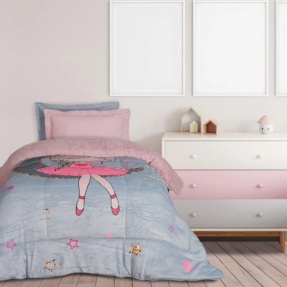 Κουβερτοπάπλωμα Παιδικό 4922 Grey-Pink Das Home Μονό 160x220cm Πολυέστερ