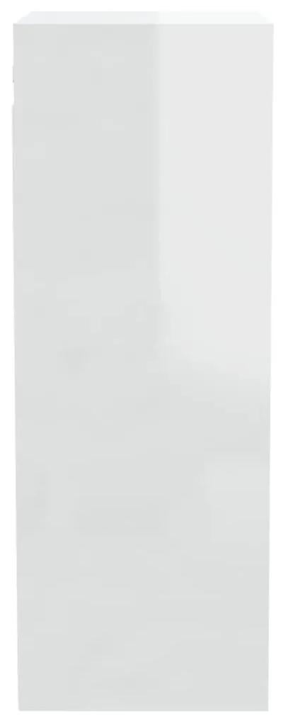 Ντουλάπι Τοίχου Γυαλιστερό Λευκό 34,5x32,5x90 εκ. Επεξεργ. Ξύλο - Λευκό