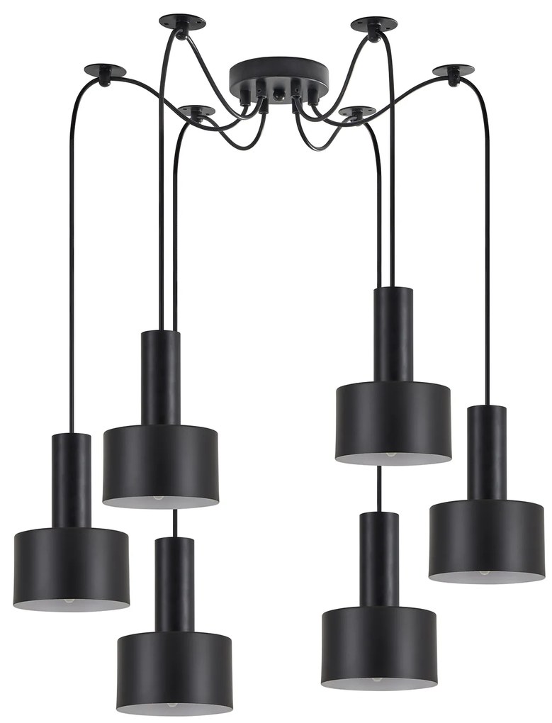 SE21-BL-4-BL6-MS1 ADEPT TUBE Black Pendant Black Metal Shade+