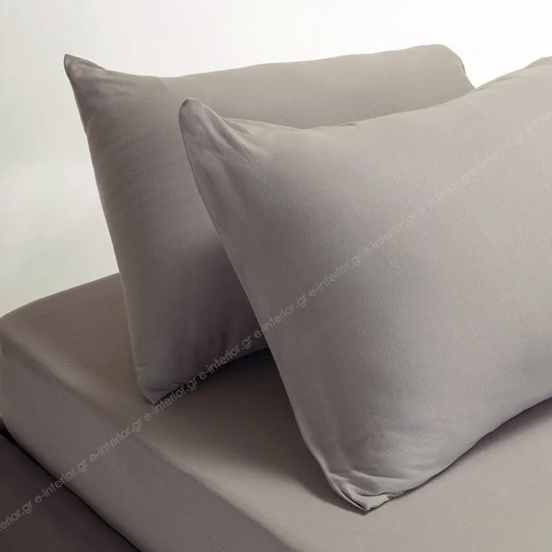 Σεντόνι Jersey Υπέρδιπλο Με Λάστιχο Για Στρώμα 160X200+35 Με Μαξιλαροθήκες Light Grey A20004895A