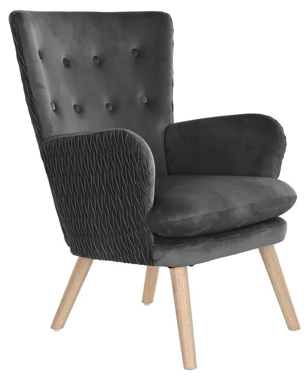 Κάθισμα DKD Home Decor Φυσικό Σκούρο γκρίζο πολυεστέρας Ξύλο 66 x 67 x 92 cm