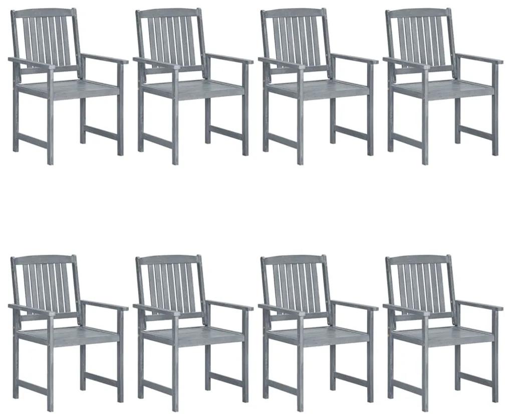Καρέκλες Κήπου 8 τεμ. Γκρι από Μασίφ Ξύλο Ακακίας