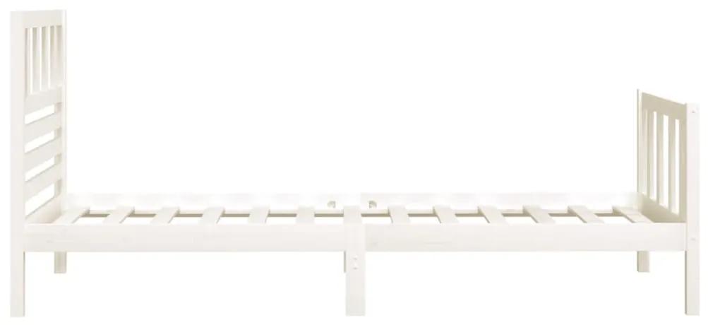 vidaXL Πλαίσιο Κρεβατιού Λευκό 90 x 200 εκ. από Μασίφ Ξύλο
