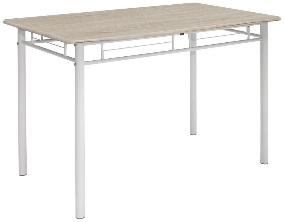 Σετ Τραπεζαρίας Roza 5τμχ χρώμα Sonoma - πόδια Λευκό Gloss 120x70x75εκ. 120x70x75 εκ.