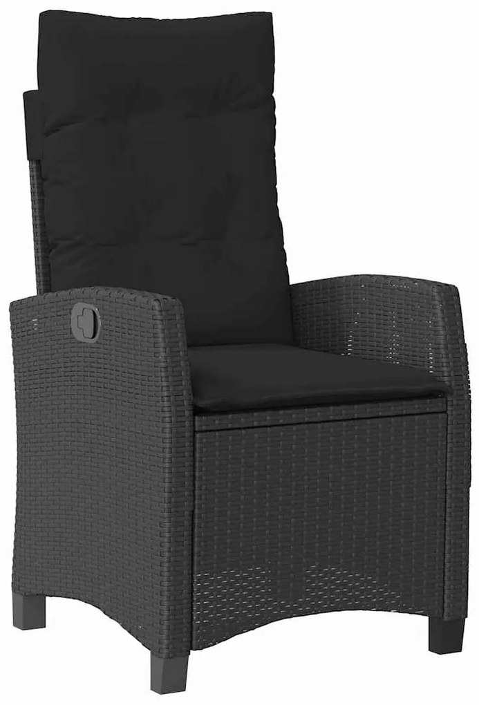 vidaXL Σέτ φαγητού για κήπο με μαξιλάρι 3 pcs Μαύρο συνθετικό ρατάν