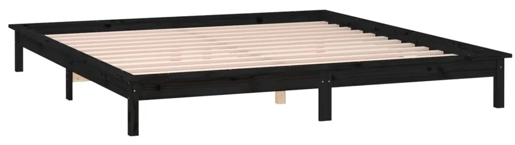 vidaXL Πλαίσιο Κρεβατιού LED Μαύρο 120x190 εκ. Μικρό Διπλό Μασίφ Ξύλο