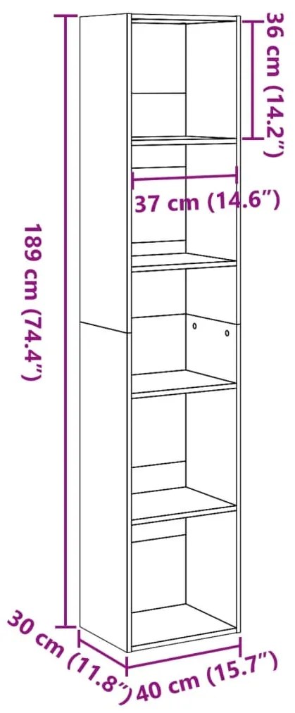 Βιβλιοθήκη Αρτισιανή Δρυς 40x30x189 εκ. από Επεξεργασμένο Ξύλο 857893
