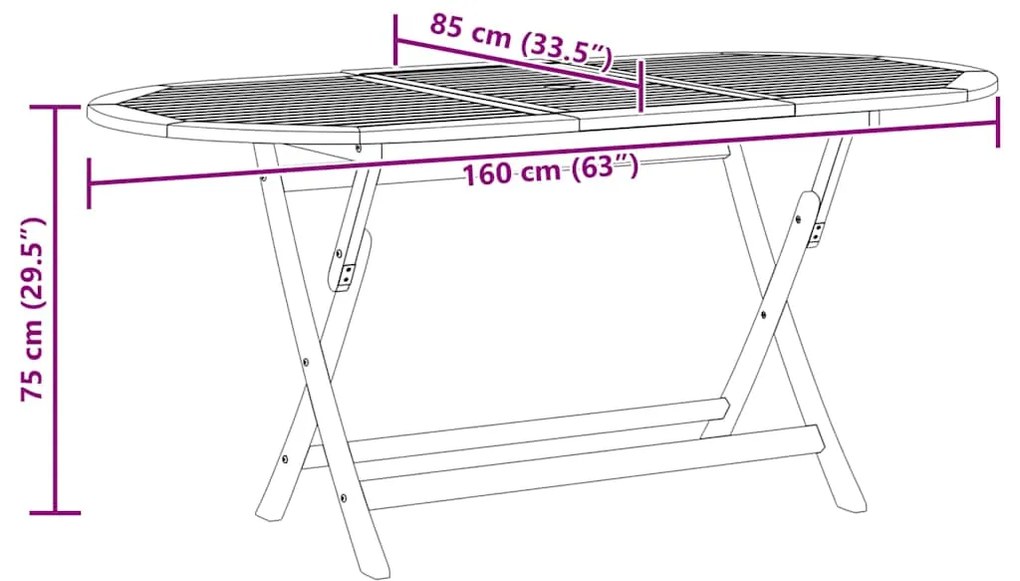 vidaXL Τραπέζι Κήπου Πτυσσόμενο 160 x 85 x 75 εκ Μασίφ Ξύλο Ευκαλύπτου