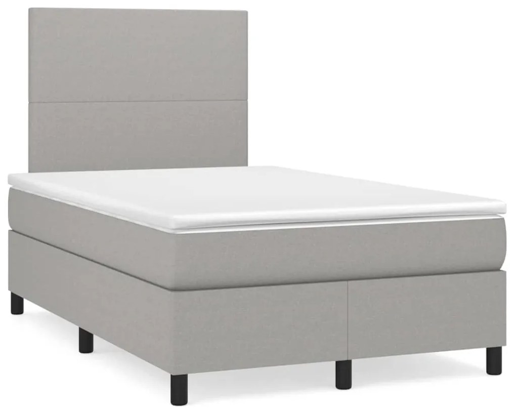 vidaXL Κρεβάτι Boxspring με Στρώμα Ανοιχτό Γκρι 120x200 εκ. Υφασμάτινο