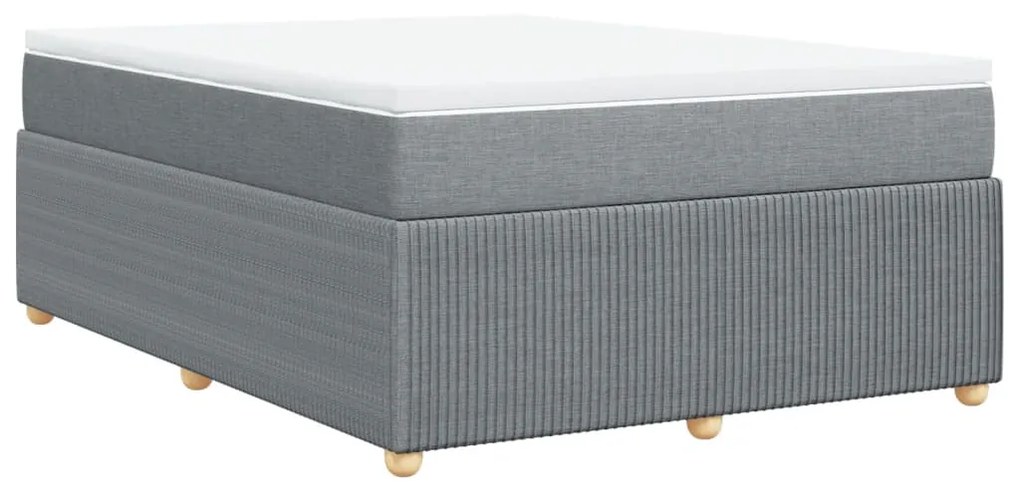 vidaXL Κρεβάτι Boxspring με Στρώμα Ανοιχτό Γκρι 140x200 εκ. Υφασμάτινο