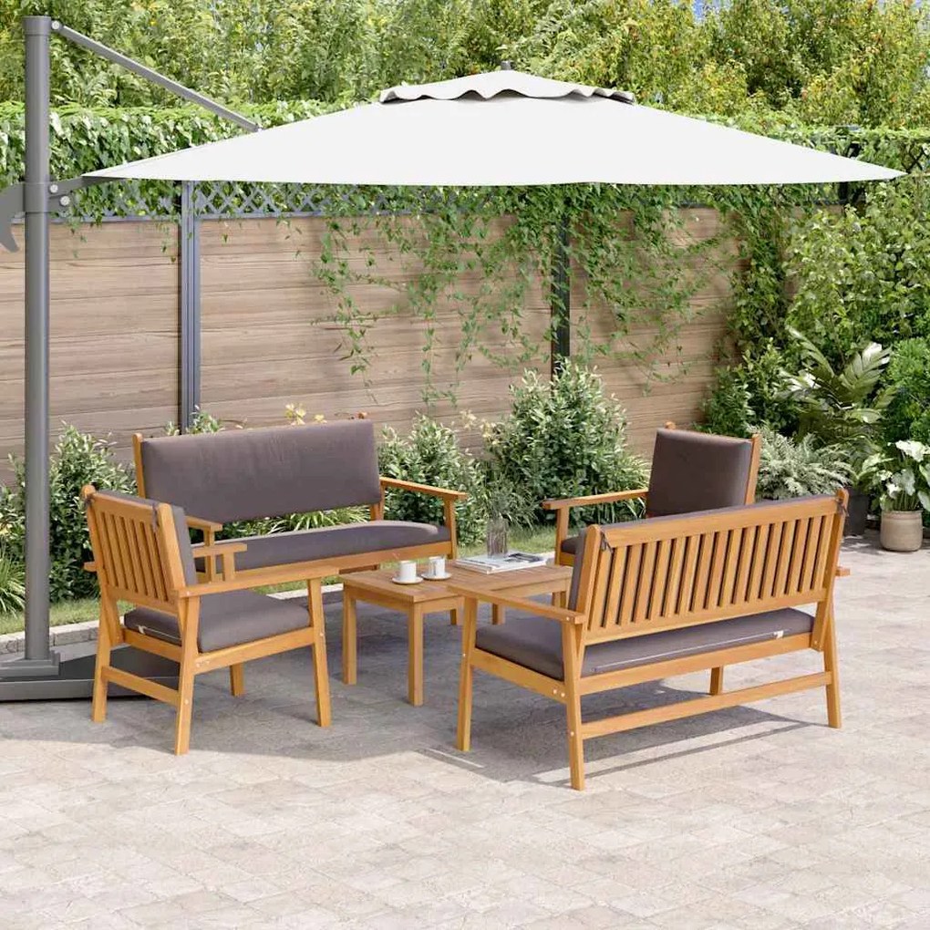 vidaXL Σετ Καναπέ Κήπου 5 pcs Καφέ 75 x 45 x 38 εκ. Μασίφ ξύλο ακακίας