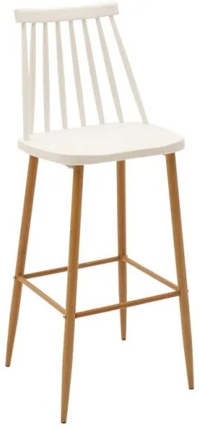 Σκαμπό Μπαρ Aurora Pakoworld Pp Λευκό-Φυσικό Πόδι 42X49X109 εκ 273-000006 Pakoworld 273-000006 Λευκό
