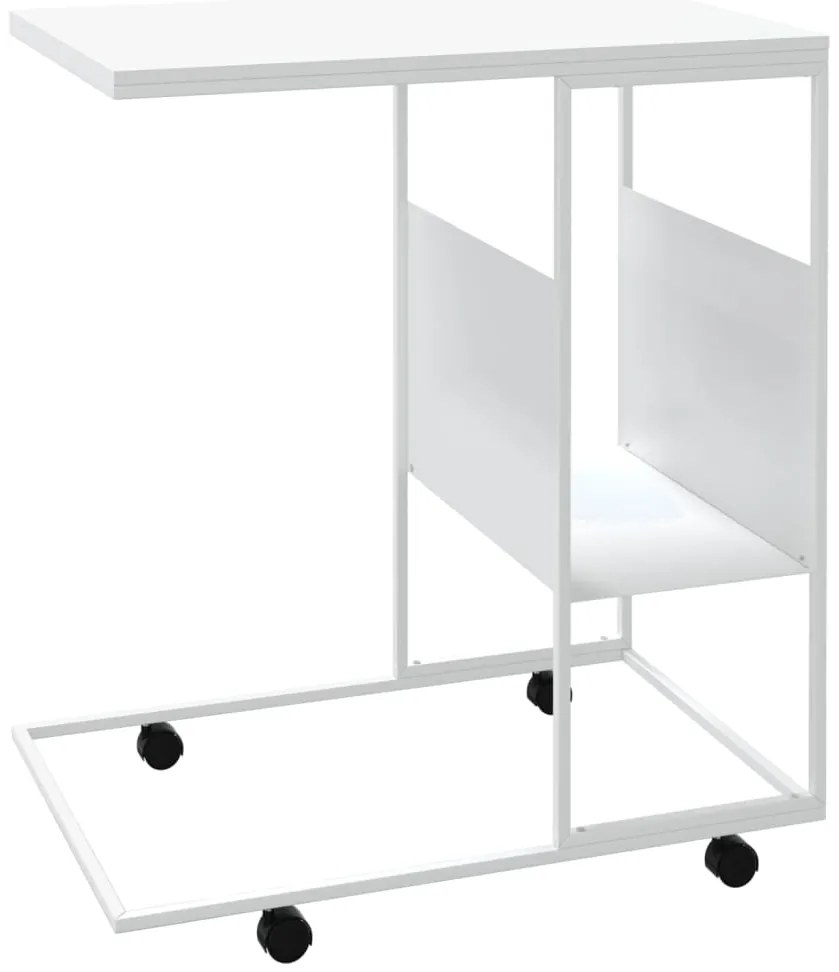 vidaXL Βοηθητικό Τραπέζι με Ρόδες Λευκό 55x36x63,5 εκ. Επεξεργ. Ξύλο