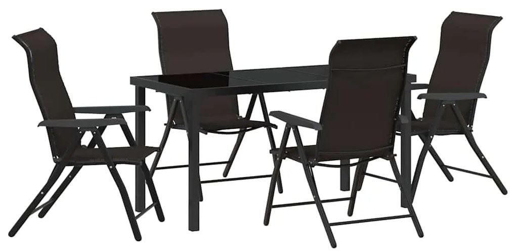vidaXL Σέτ φαγητού για κήπο 5 pcs Μαύρος καφές Πολυ ράταν
