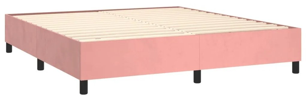 Κρεβάτι Boxspring με Στρώμα Ροζ 180x200 εκ. Βελούδινο - Ροζ