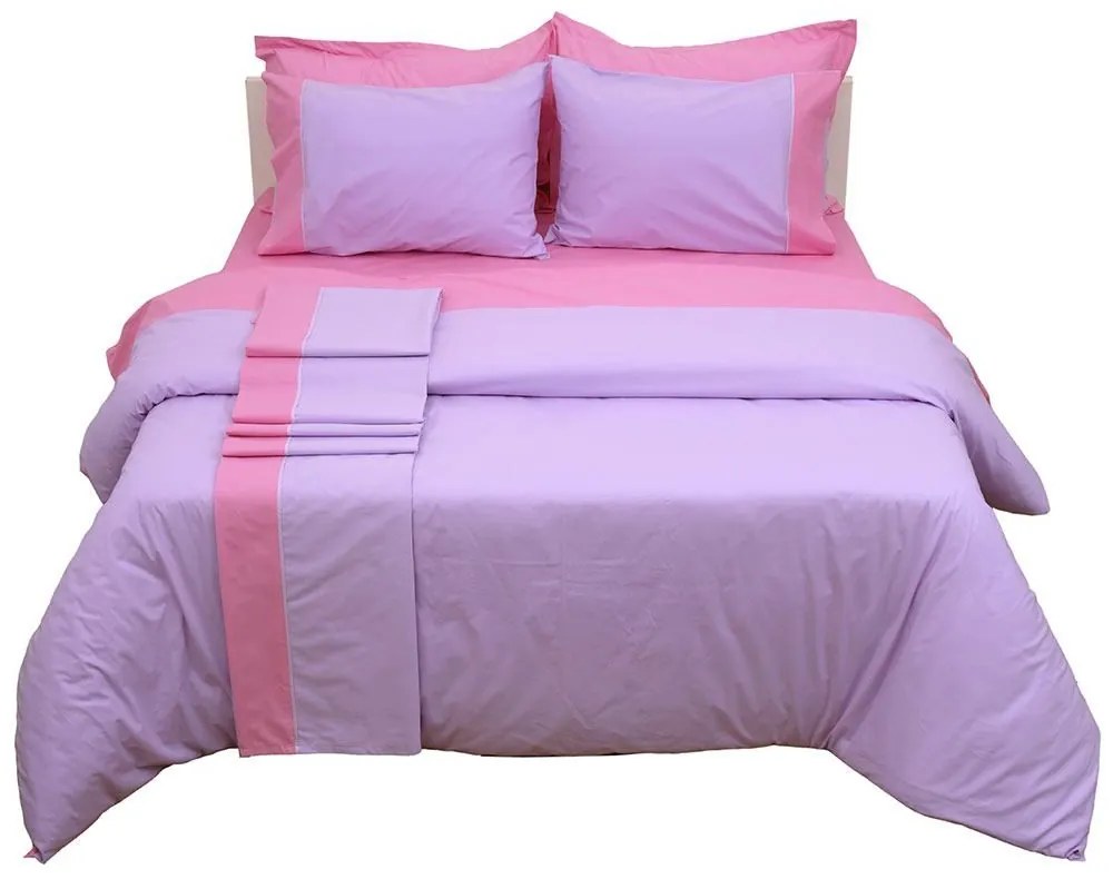 Παπλωματοθήκη Supreme Collection  Με Φάσα Lilac-Fucshia Viopros Υπέρδιπλo 220x240cm 100% Βαμβάκι