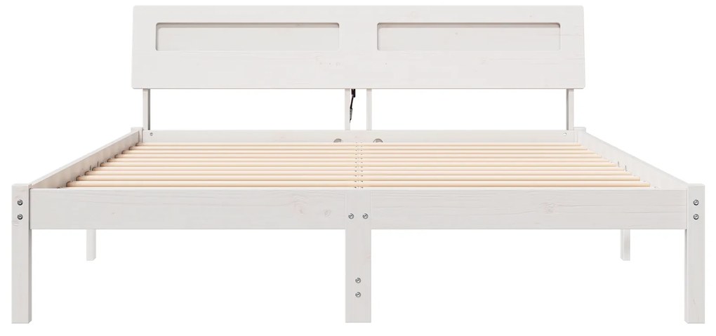 vidaXL Σκελετός Κρεβατιού Λευκό 160 x 200 cm Συμπαγές ξύλο πεύκου
