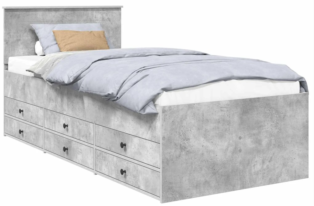 vidaXL Καναπές Κρεβάτι με συρτάρι Σκυρόδεμα Γκρι και Μαύρο 90 x 190 cm