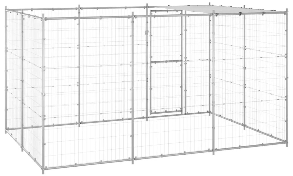 vidaXL Κλουβί Σκύλου Εξωτερικού Χώρου Στέγαστρο 7,26 μ² Γαλβ. Χάλυβας