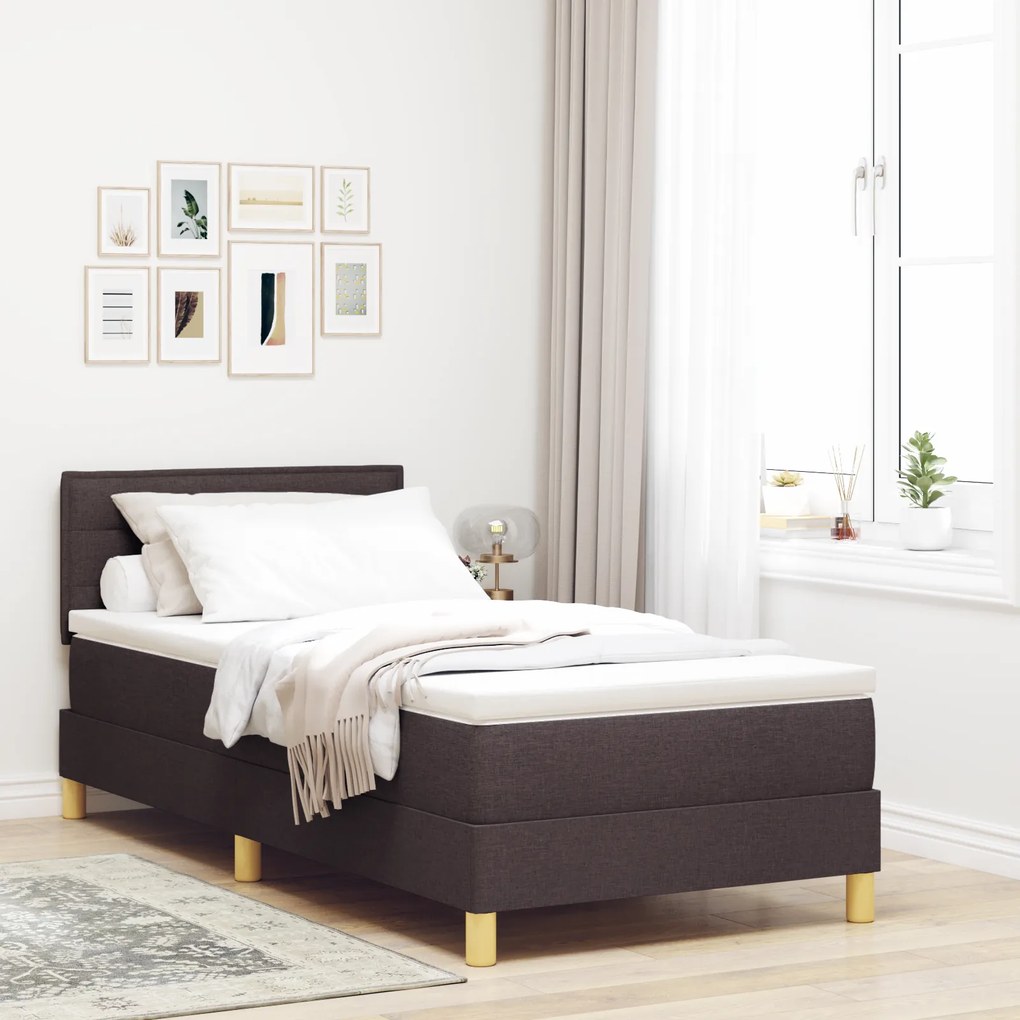 vidaXL Κρεβάτι Box Spring με Στρώμα Σκούρο Καφέ 80x200 εκ. Ύφασμα