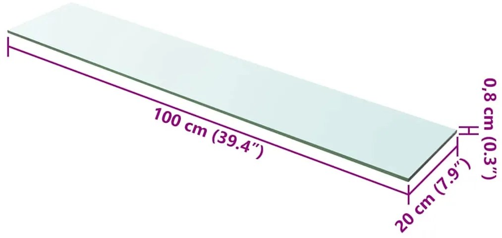 vidaXL Ράφι Πάνελ Διάφανο 100 x 20 εκ. Γυάλινο