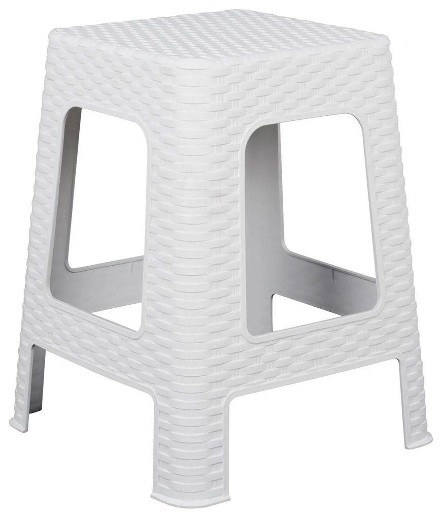 Σκαμπό C5448.03 Τετράγωνο Λευκό Rattan 28,5x28,5x45 εκ. 28.5x28.5x45 εκ.