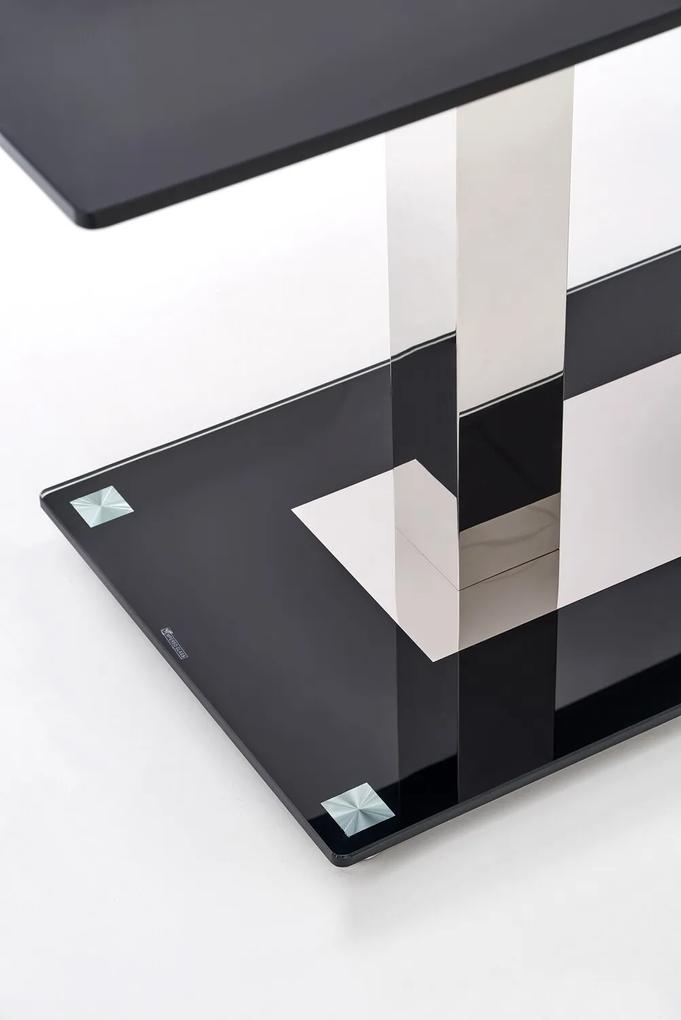 Τραπέζι Houston 126, Ασημί, Μαύρο, 74x80x130cm, 47 kg, Επεξεργασμένο γυαλί, Μέταλλο | Epipla1.gr