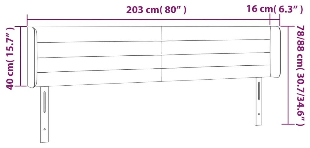 Κεφαλάρι Κρεβατιού LED Μπλε 203x16x78/88 εκ. Υφασμάτινο 3123404