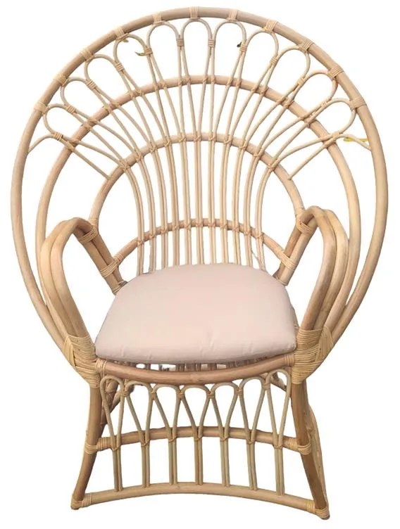 Πολυθρόνα Boloni Inart με μπεζ μαξιλάρι-φυσικό rattan 100x67x120εκ 100x67x120 εκ.