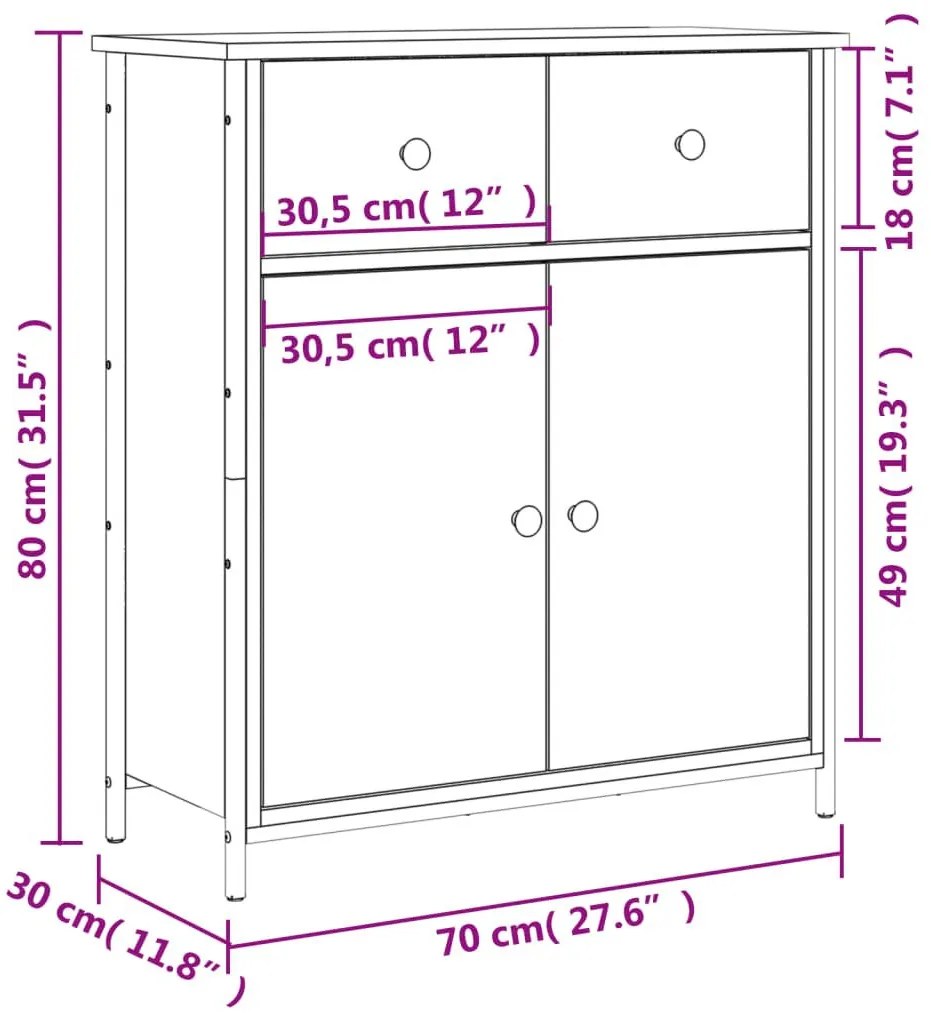 Ντουλάπι Καπνιστή Δρυς 70 x 30 x 80 εκ. από Επεξεργ. Ξύλο - Καφέ