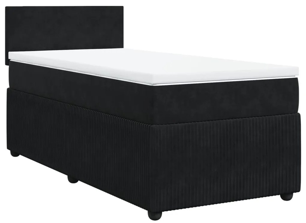 vidaXL Κρεβάτι Boxspring με Στρώμα Μαύρο 90x190 εκ. Βελούδινο